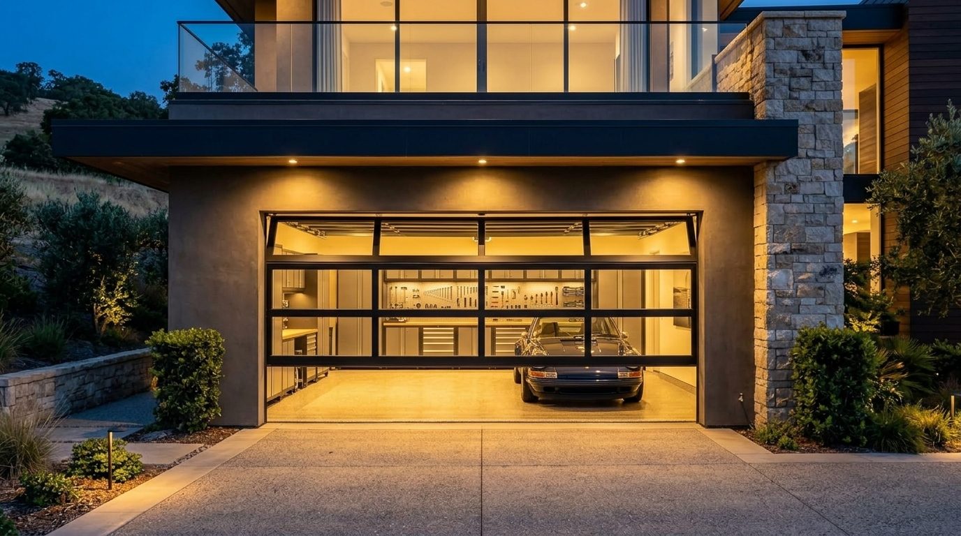 King Garage Door Repairs Garage Door Gliding Open Revealing Warm Illuminated Interior